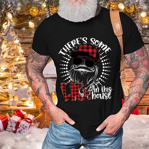 

Men's Unisex T shirt Tee Christmas t shirts Santa Claus Graphic Prints Crew Neck Black Red Navy Blue White Hot Stamping Outdoor Christmas Short Sleeve Print Clothing Apparel Sports Designer Casual