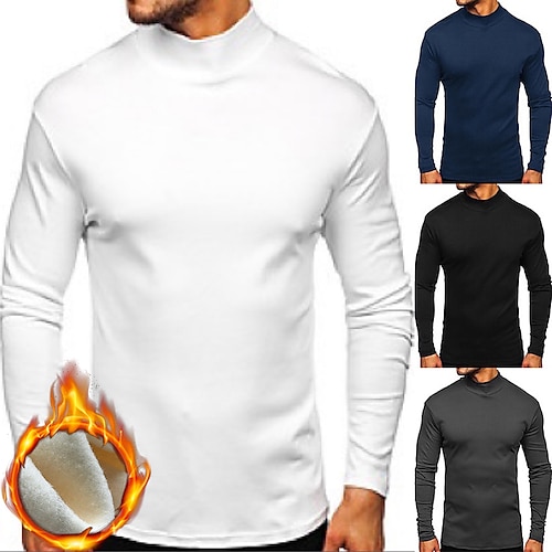 

Herre T skjorte Skjorte Turtleneck skjorte Langermet skjorte عادي Rullekrage Normal Arbeid Avslappet Langermet Lapper Klær Mote Enkel Formelt Essensielt