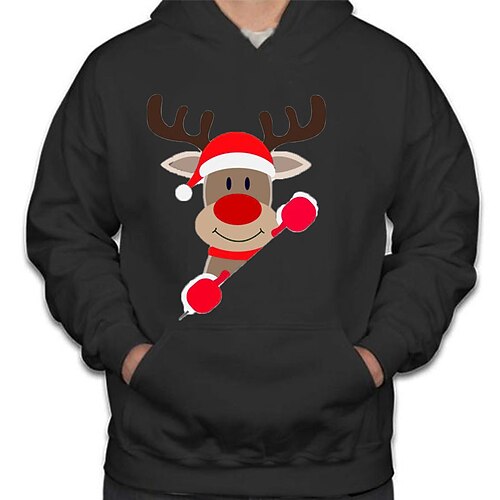 

Kids Boys Christmas Hoodie Pullover Animal Elk Long Sleeve Pocket Children Top Christmas Gifts Hoodie Adorable Daily Black Winter 7-13 Years / Fall