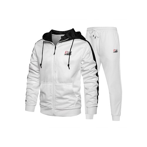 

Men's Tracksuit Sweatsuit 2 Piece Athletic Winter Long Sleeve Breathable Soft Fitness Running Jogging Sportswear Activewear Black Burgundy White