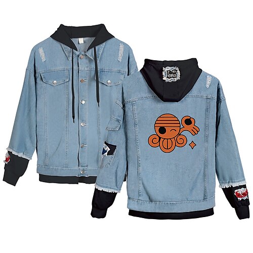

Inspired by One Piece Film: Red Burukku Anime Cartoon Manga Anime Denim Jacket Harajuku Kawaii Coat For Men's Women's Unisex Adults' Hot Stamping Denim