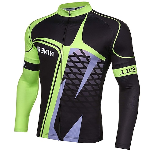 

Men's Cycling Jersey Long Sleeve Bike Jersey Top with 3 Rear Pockets Mountain Bike MTB Road Bike Cycling Breathable Quick Dry Moisture Wicking Reflective Strips Green Spandex Sports Clothing Apparel