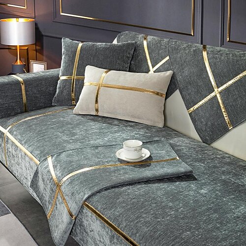 

Winter Grey Velvet Sofa Slipcover Sofa Seat Cover Sectional Couch Covers,Furniture Protector Anti-Slip Couch Covers(Sold by Piece/Not All Set)