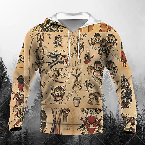 

Inspired by Old school Tattoo Girl Hoodie Cartoon Manga Anime Front Pocket Graphic Hoodie For Men's Women's Unisex Adults' 3D Print 100% Polyester