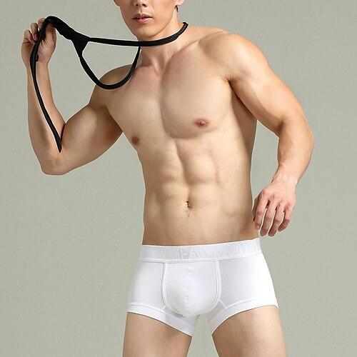

Men's Basic Panties Boxers Underwear Briefs 1 PC Underwear Fashion Simple Comfort Letter Cotton Low Waist Touch of Sensation Comfort Black Red Gray M L XL