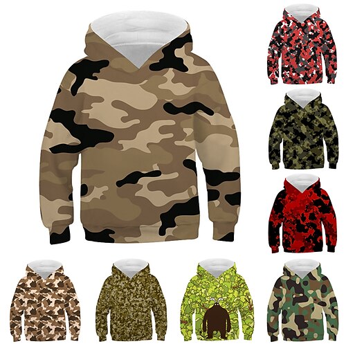 

Bambino Da ragazza Felpa con cappuccio Camouflage Informale Manica lunga Attivo 7-13 anni Inverno Verde Nero Verde chiaro