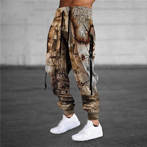 

Men's Sweatpants Joggers Trousers Drawstring Elastic Waist 3D Print Graphic Prints Comfort Sports Outdoor Casual Daily Cotton Blend Streetwear Designer Brown Grey Micro-elastic