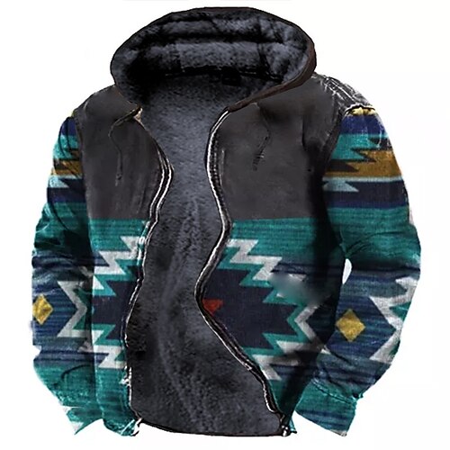 

Men's Full Zip Hoodie Jacket Green Blue Red Light Blue Gray Hooded Bohemian Style Graphic Prints Zipper Print Sports Outdoor Daily Sports 3D Print Fleece Streetwear Designer Casual Winter Clothing