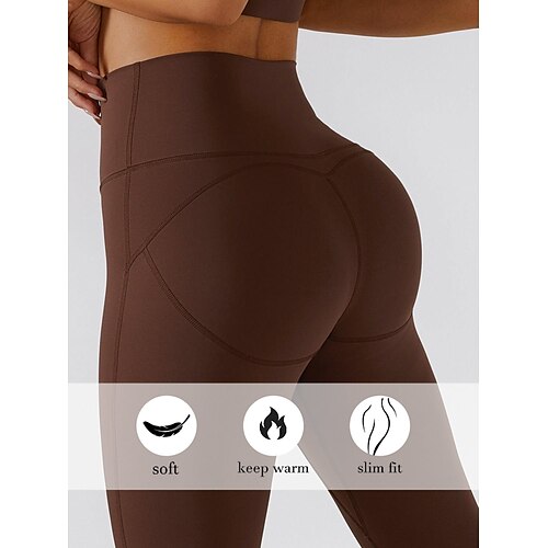 

Women's Yoga Leggings Scrunch Butt High Waist Yoga Fitness Gym Workout Pilates Leggings Pants Black Purple Light Green Spandex Winter Sports Activewear High Elasticity Skinny