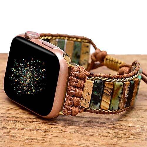 

Handgemachtes geflochtenes Seil Kompatibel mit Apple Watch Armband 38mm 40mm 41mm 42mm 44mm 45mm 49mm Damen Luxus Geflochten Glasperlen Ersatzarmband für iwatch Serie Ultra 8 7 6 5 4 3 2 1 SE