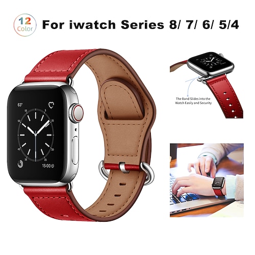 

1PC Smart Watch Band Compatible with Apple iWatch Apple Watch Ultra 49mm Series 8/7/6/5/4/3/2/1 / SE Leather Loop for iWatch Smartwatch Strap Wristband Genuine Leather Adjustable Breathable Quick