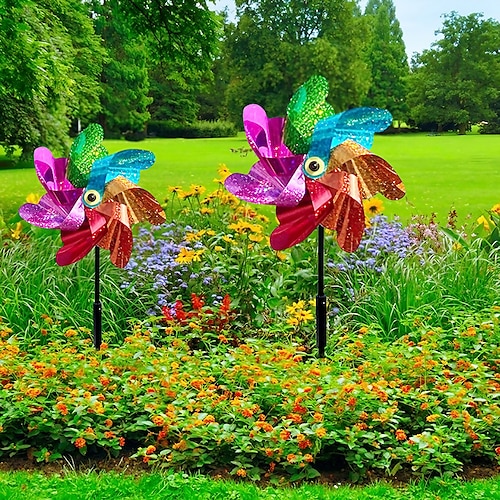 

2 Pieces Bird Repeller Windmill Spinner DIY Birds Deterrent Silver Pinwheels for Outdoor Garden Lawn Yard Decoration