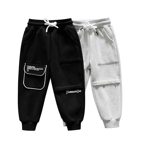 

Toddler Girls' Trousers Solid Color Cute Pocket School 3-7 Years Winter Black Gray