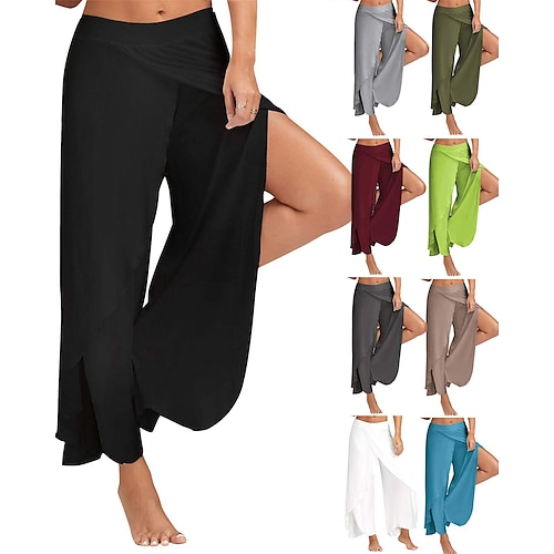 

Women's Yoga Pants Palazzo Wide Leg Quick Dry Moisture Wicking High Waist Fitness Gym Workout Pilates Pants Bloomers Bottoms Wine White Black Plus Size Sports Activewear Stretchy Loose