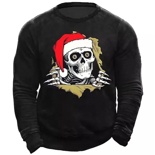 

Men's Sweatshirt Pullover Black Navy Blue Crew Neck Skull Graphic Prints Print Christmas Daily Sports 3D Print Basic Streetwear Designer Spring Fall Clothing Apparel Hoodies Sweatshirts