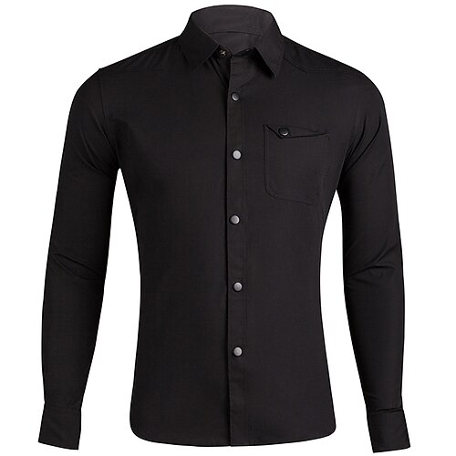

Men's Dress Shirt Shirt Solid Color Turndown Black Blue Navy Blue White Work Street Long Sleeve Button-Down Clothing Apparel Fashion Simple Casual Gentleman
