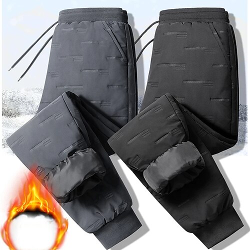 

Men's Joggers Winter Pants Down Pants Trousers Casual Pants Pocket Drawstring Elastic Waist Plain Warm Soft Daily Holiday Going out Fashion Chic & Modern Gray Black Micro-elastic