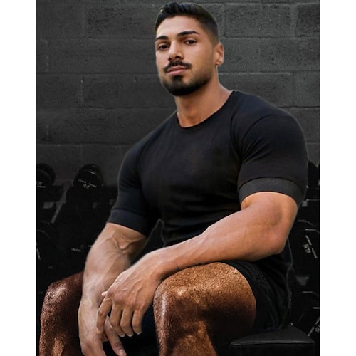 

Men's Running T-Shirt Workout Shirt Short Sleeve Top Athletic Athleisure Cotton Breathable Soft Sweat wicking Running Jogging Training Sportswear Activewear Color Block Black Green Red