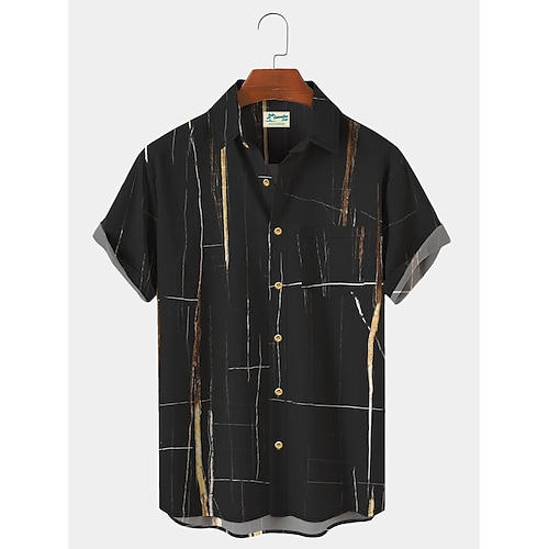 

Royaura Men's Holiday Marble Pattern Hawaiian Short Sleeve Button Up Shirt