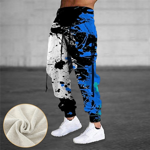 

Men's Sweatpants Joggers Trousers Drawstring Side Pockets Elastic Waist Color Block Graphic Prints Comfort Breathable Sports Outdoor Casual Daily Cotton Blend Terry Streetwear Designer Red Blue