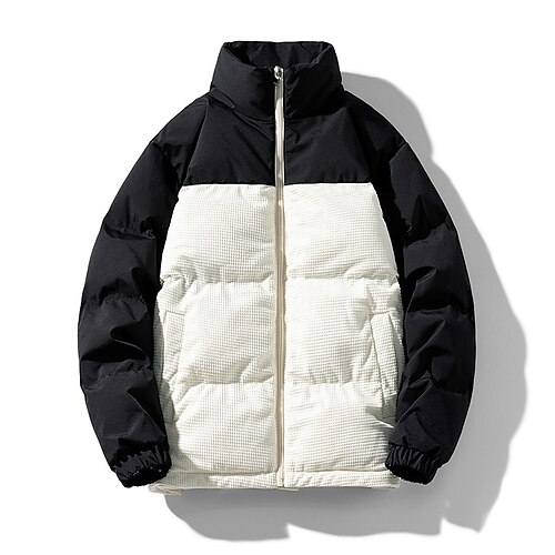 

Men's Coat Parka Outdoor Casual Date Casual Daily Office & Career Patchwork Outerwear Clothing Apparel Green Black Beige