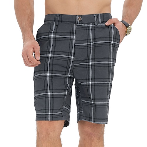 

Hombre Pantalón corto Pantalones cortos chinos Bermudas pantalones cortos de trabajo Bolsillo Plaid Enrejado Transpirable Secado rápido Casual Diario Ropa de calle Elegante Negro Gris Oscuro