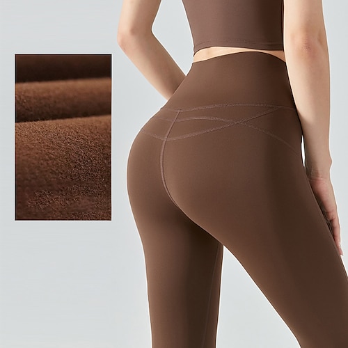 

Women's Scrunch Butt Leggings Stretchy Workout High Waist Yoga Fitness Gym Tights Slimming Fleece Spandex Winter Sports Activewear High Elasticity