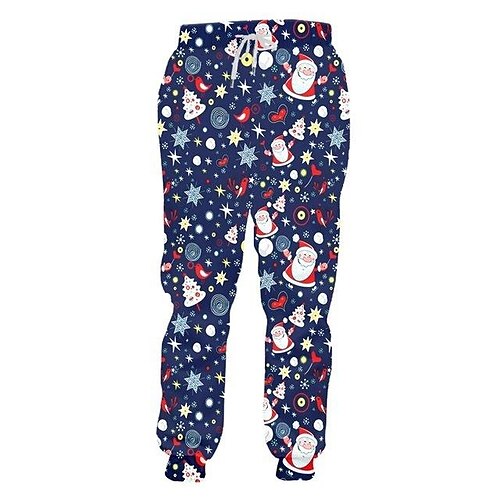 

Men's Christmas Pants Sweatpants Joggers Trousers Drawstring Elastic Waist 3D Print Graphic Prints Christmas Comfort Breathable Sports Outdoor Casual Daily Streetwear Stylish Blue Red Micro-elastic