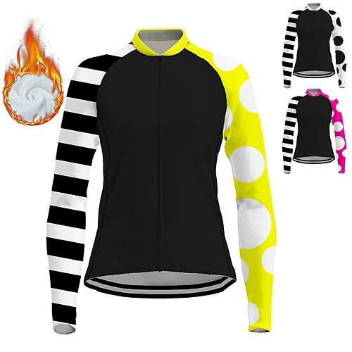 

21Grams Women's Cycling Jersey Long Sleeve Winter Bike Jersey Top with 3 Rear Pockets Mountain Bike MTB Road Bike Cycling Thermal Warm Fleece Lining Breathable Moisture Wicking Yellow Rose Red White