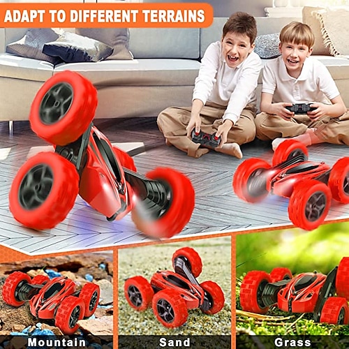 

Car Stunt Car Toy Remote Control Vehicle Off-road Remote Control Monster Truck 4WD 2.4GHZ RC Rock Crawler With Headlights Double Sided 360 Flip Remote Control Car Toy Gifts For Children Boys and Girls