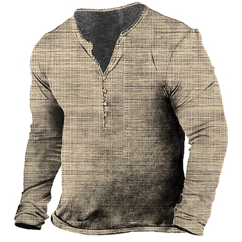 

Hombre Henley Shirt Camiseta Tee Graphic Ajedrez Henley Verde Trébol Azul Piscina Morado Verde Oscuro Caqui Impresión 3D Exterior Diario Manga Larga Abotonar Estampado Ropa Básico Design Clásico