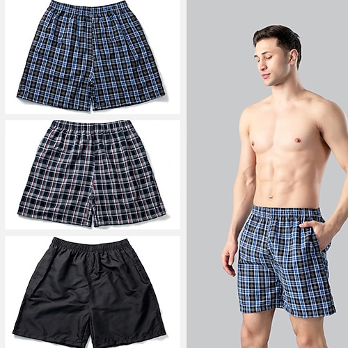 

Men's Swim Shorts Swim Trunks Board Shorts Pocket Drawstring Elastic Waist Graphic Lattice Comfort Breathable Short Casual Daily Fashion Streetwear Black / Red Black