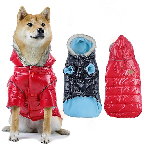 

Dog Cat Coat Solid Colored Adorable Stylish Ordinary Casual Daily Outdoor Vacation Winter Dog Clothes Puppy Clothes Dog Outfits Warm Black Random Red Costume for Girl and Boy Dog Polyester S M L XL