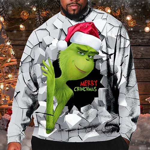 

Men's Plus Size Pullover Sweatshirt Big and Tall Graphic Crew Neck Long Sleeve Spring & Fall Basic Fashion Streetwear Comfortable Casual Sports Tops