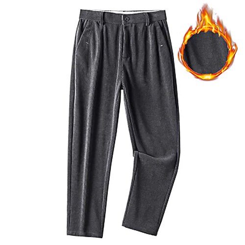 

Men's Corduroy Pants Winter Pants Trousers Casual Pants Pocket Elastic Waist Straight Leg Solid Color Comfort Warm Casual Daily Holiday Streetwear Stylish Black khaki Micro-elastic
