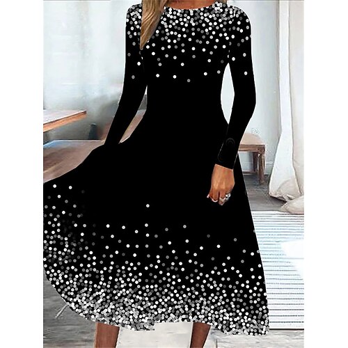 

Robe mi-longue Femme Robe casual manche longue Hiver Automne Printemps - Mode Poche Imprimer Dégradé de Couleur Col Ras du Cou Noël du quotidien Fin de semaine 2023 Noir S M L XL XXL 3XL