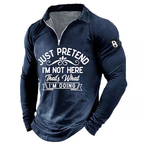 

Men's Collar Polo Shirt Golf Shirt Letter Graphic Prints Turndown Green Black Blue Wine Army Green 3D Print Outdoor Street Long Sleeve Zipper Print Clothing Apparel Fashion Designer Casual Breathable