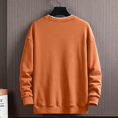 

Men's Sweatshirt Green Black Orange Dark Gray Gray Crew Neck Solid Color Sports & Outdoor Daily Holiday Casual Big and Tall Spring & Fall Clothing Apparel Hoodies Sweatshirts