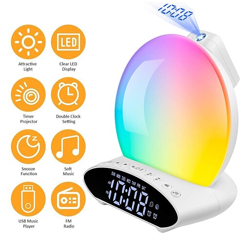 Wake Up Light Sunrise Alarm Clock for Kids, Heavy Sleepers, Bedroom, with  Sunrise Simulation, Sleep Aid, Dual Alarms, FM Radio, Snooze, Nightlight