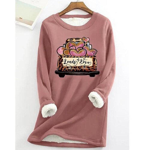 

Women's Sweatshirt Pullover Basic pale pinkish gray Rrey Blue Graphic Street Round Neck Long Sleeve Fleece S M L XL 2XL 3XL