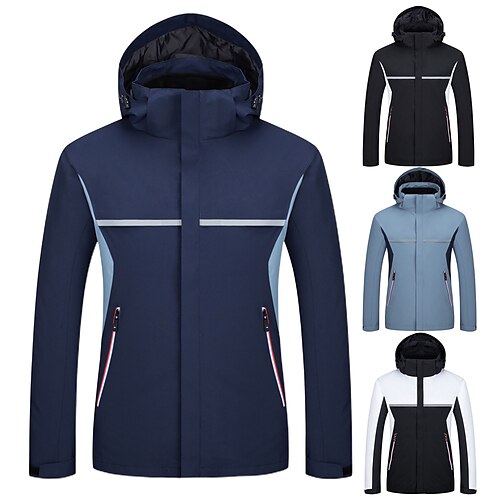 

Men's Hiking Jacket Hiking 3-in-1 Jackets Ski Jacket Winter Outdoor Patchwork Thermal Warm Waterproof Windproof Breathable Hoodie Windbreaker 3-in-1 Jacket Single Slider Ski / Snowboard Fishing