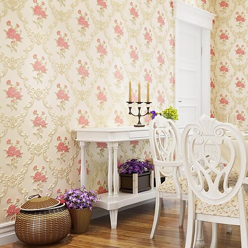 

papel tapiz autoadhesivo 3d dormitorio pastoral tridimensional cálida sala de bodas papel tapiz autoadhesivo pegatinas de pared fondo de damasco papel tapiz