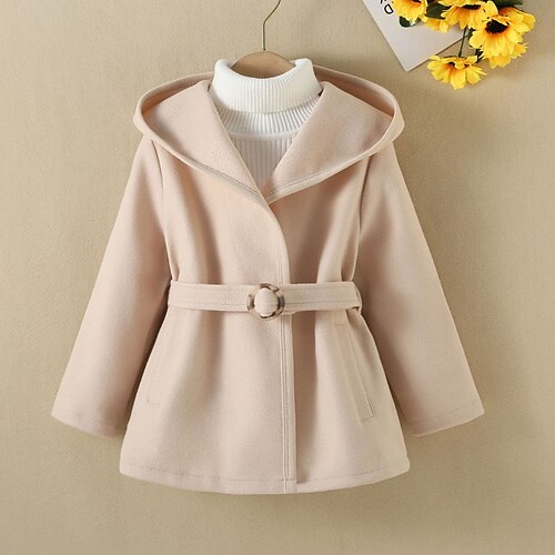 

Bambino (1-4 anni) Da ragazza Cappotto di lana Tinta unica Attivo Esterno Cappotto Capispalla 7-13 anni Inverno Beige