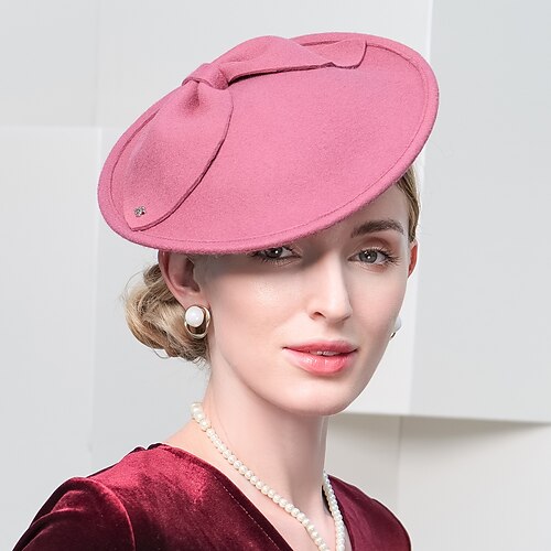 

Fashion Elegant 100% Wool Hats / Headwear with Bowknot / Pure Color 1PC Wedding / Party / Evening Headpiece