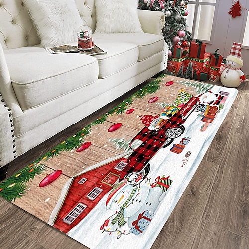 

Santa Claus Floor Mat Tree Home Decoration Flannel Printing Home Bathroom Entrance Floor Mat Door Mat