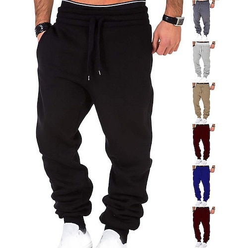 

Men's Joggers Sweatpants Drawstring Bottoms Breathable Soft Sweat wicking Fitness Gym Workout Performance Sportswear Activewear Solid Colored Dark Grey Black Wine / Micro-elastic