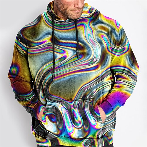 

Men's Plus Size Pullover Hoodie Sweatshirt Big and Tall 3D Print Hooded Long Sleeve Spring & Fall Basic Fashion Streetwear Comfortable Work Daily Wear Tops