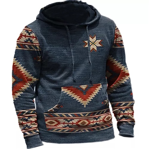 

Men's Pullover Hoodie Sweatshirt Blue Hooded Graphic Prints Print Daily Sports 3D Print Basic Boho Streetwear Spring & Fall Clothing Apparel Hoodies Sweatshirts