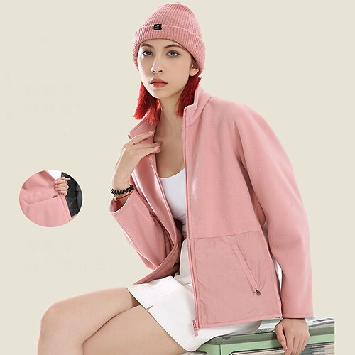 

Women's Hiking Fleece Jacket Winter Outdoor Thermal Warm Windproof Fleece Lining Breathable Outerwear Trench Coat Top Hunting Ski / Snowboard Fishing Black Pink