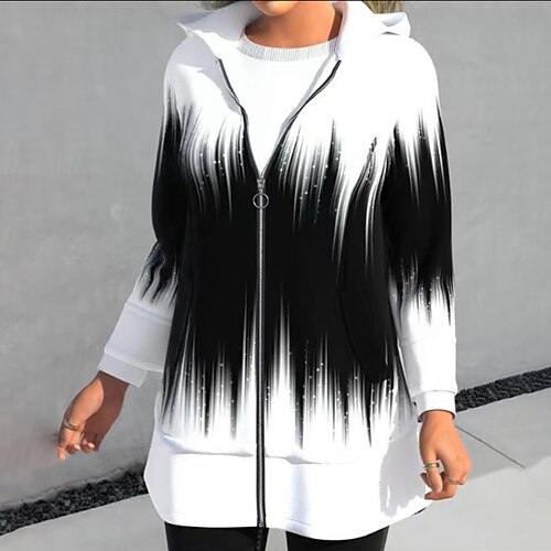 

Women's Hoodie Jacket Active Casual Daily Comfortable Street Style Zipper Pocket Outdoor Holiday Going out Weekend Polyester Coat Winter Fall White Zipper Hoodie Regular Fit S M L XL XXL